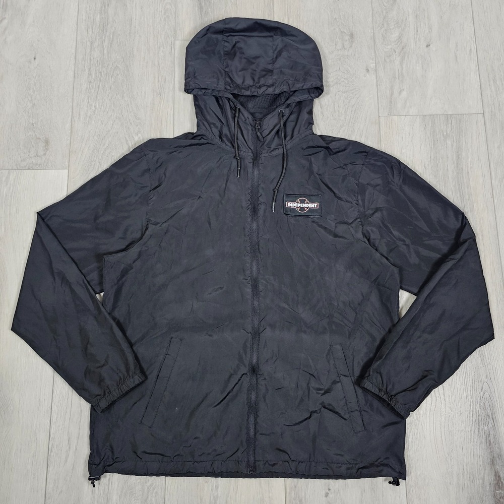 Independent Trucks Co Windbreaker Jacket Mens Extra Large Black Full Zip Hoodie